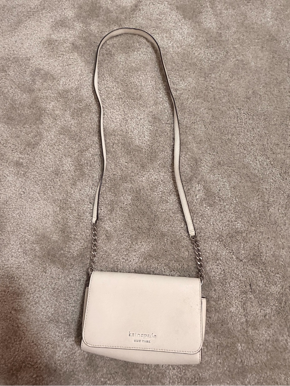 kate spade White Leather Crossbody with Chain Strap